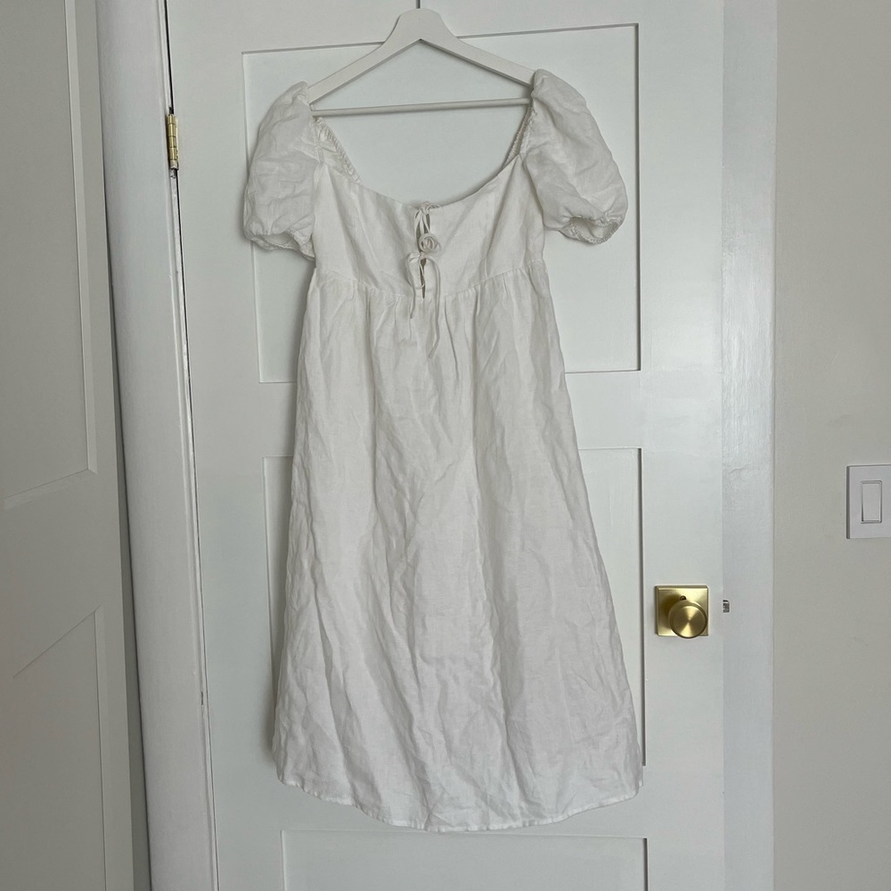 Aritzia Rowena Tie Front Linen Midi Dress - Picture 2 of 3